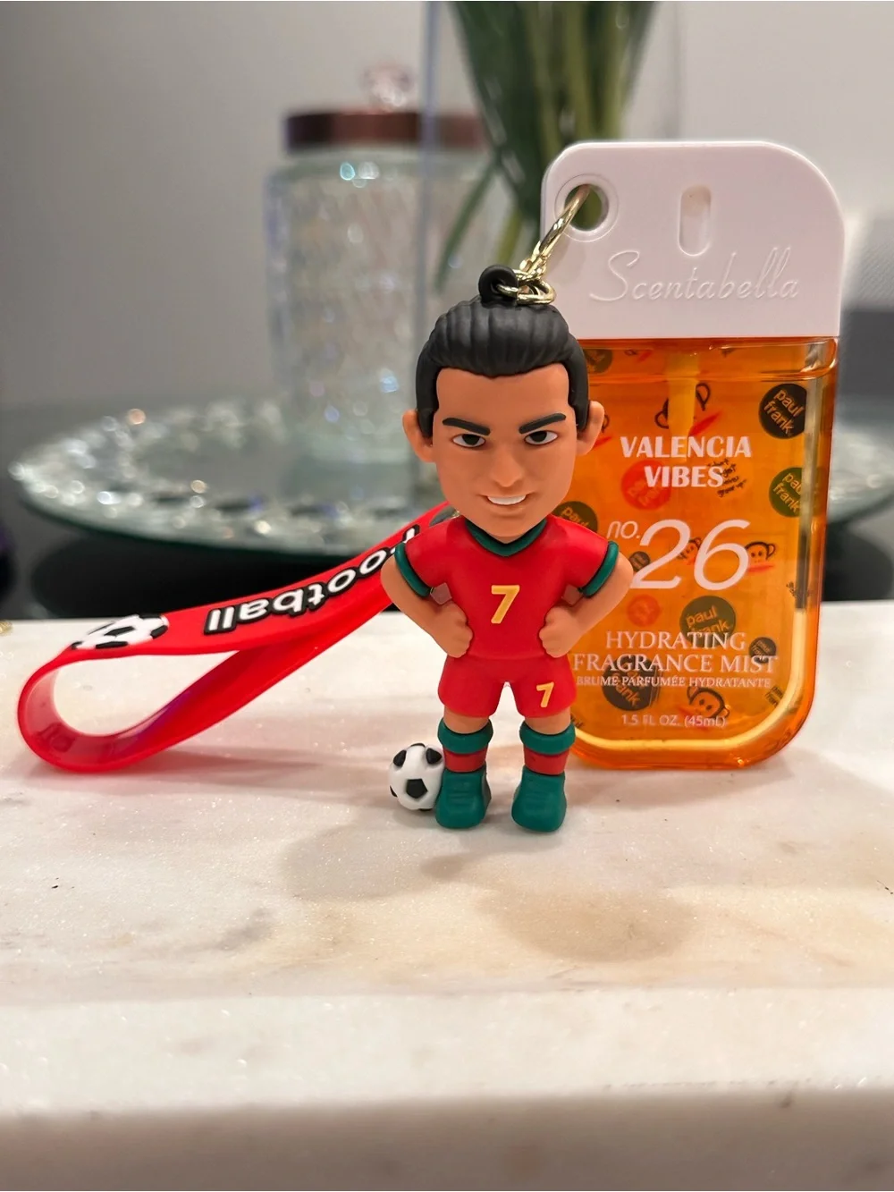 Cristiano Ronaldo CR7 Portugal Soccer Keychain w/ Fragrance Mist World Cup Gift